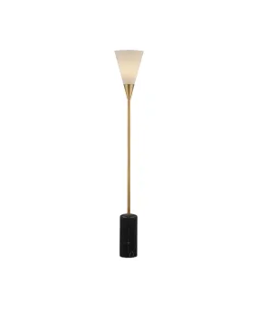 1-Light Floor Lamp in Black & Brushed Brass