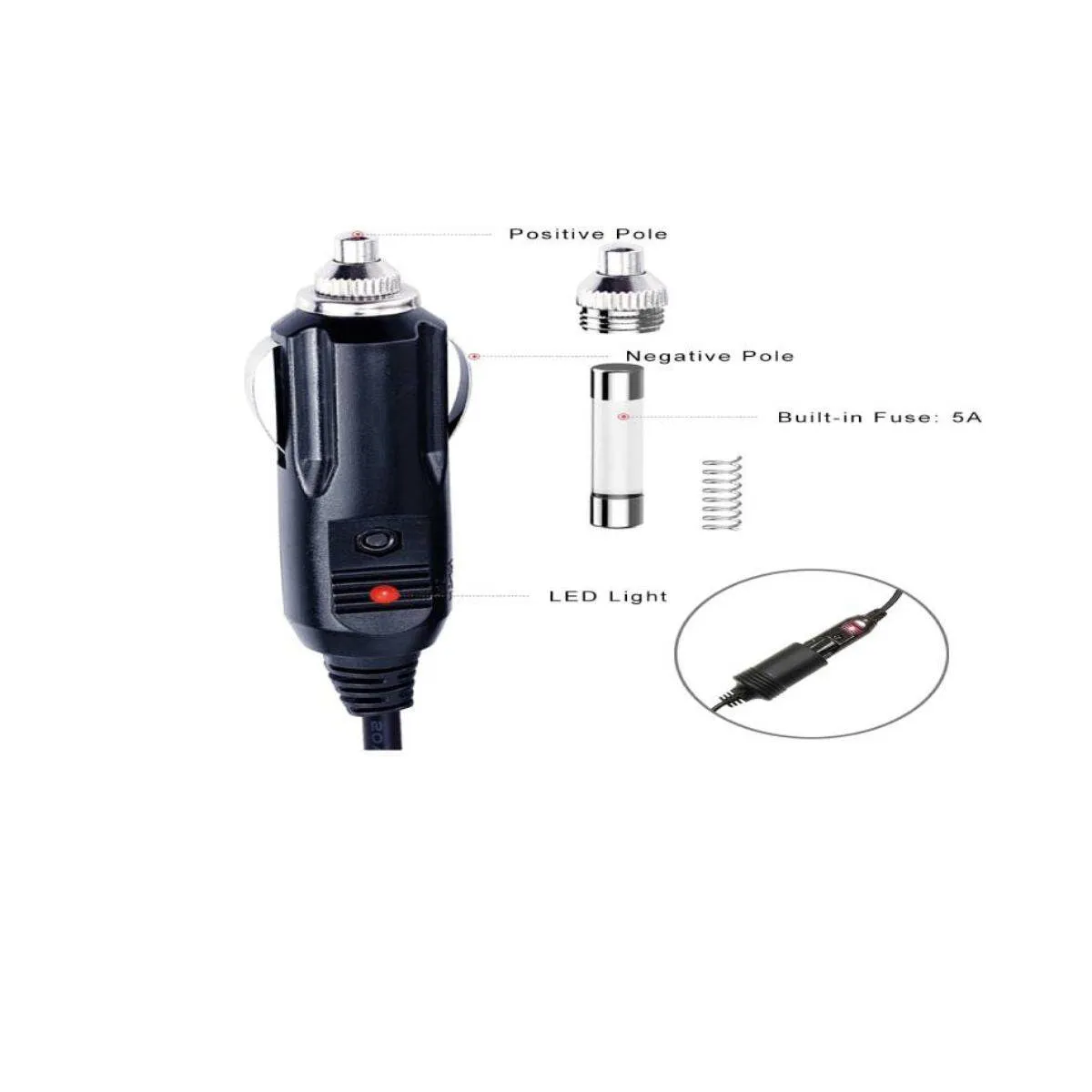 12V Car Cigarette Lighter With Ring Terminals