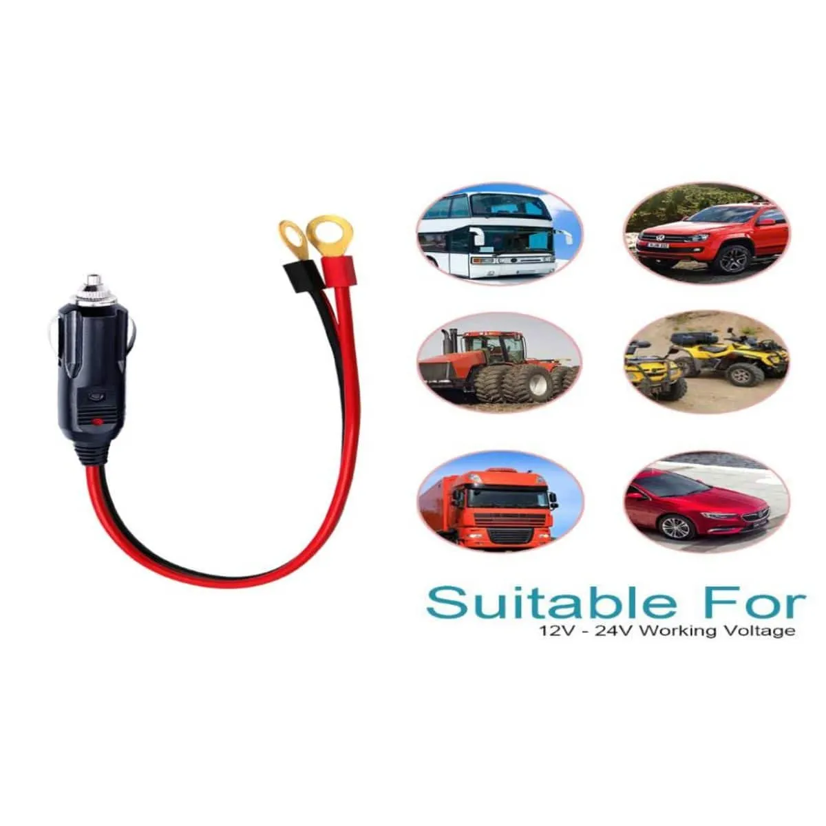 12V Car Cigarette Lighter With Ring Terminals