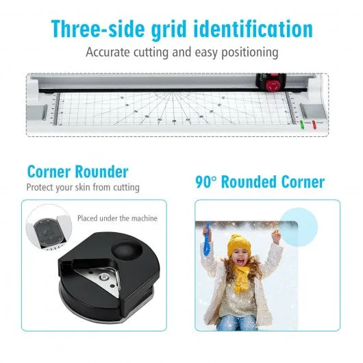 13" Hot and Cold Paper Trimmer with Corner Rounder and 25 Pouches-White