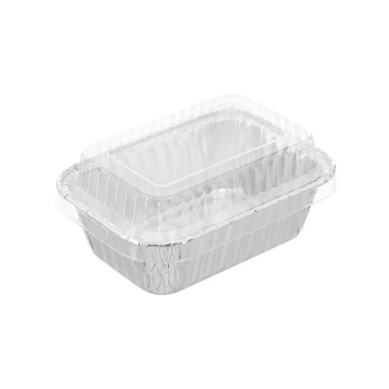 15 Pack Rectangle Foil Baking Cup with Plastic Lid - 10.5cm x 7.5cm