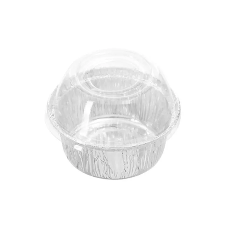 15 Pack Round Foil Baking Cup with Plastic Lid - 8.5cm