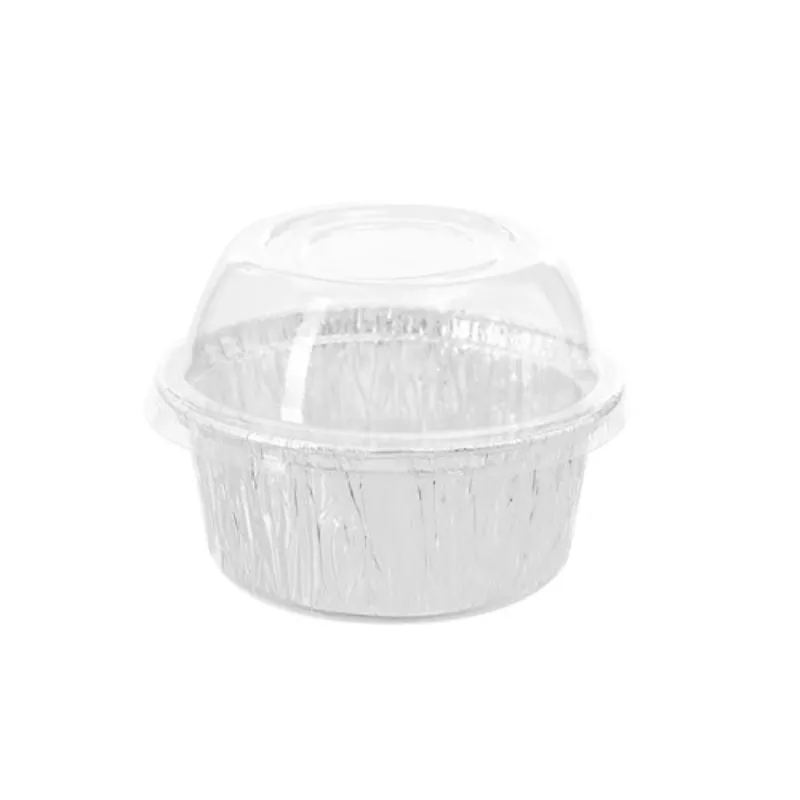 15 Pack Round Foil Baking Cup with Plastic Lid - 8.5cm