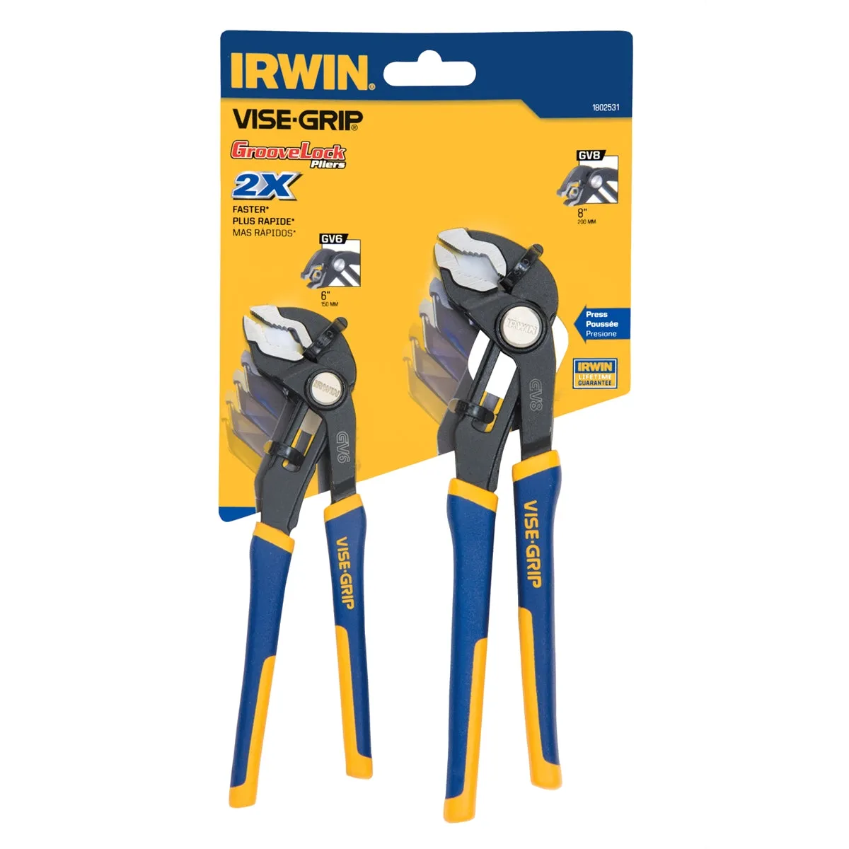 2-Piece GrooveLock 6" and 8" V-Jaw Pliers Set