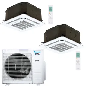 2-Zone Klimaire 23.1 SEER2 Multi Split Ceiling Cassette Air Conditioner Heat Pump System 18 18