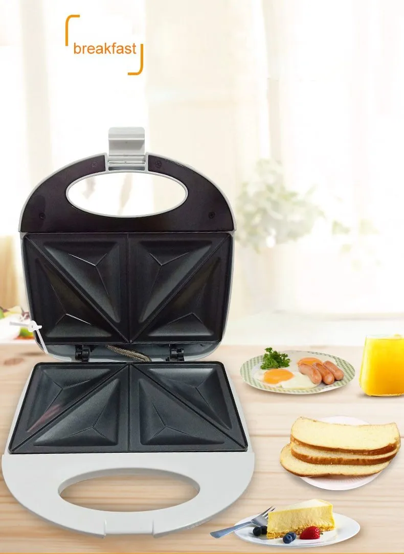 220V white color Double-sided breakfast sandwich machine panini toaster household omelette Fried steak sanwich maker