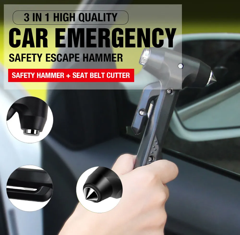 3 in 1 Car Emergency Safety Escape Hammer Glass Window Breaker Belt Cutter Tool