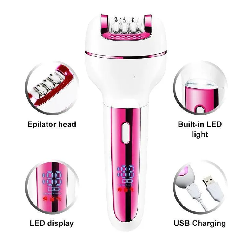 3 in1 Epilator Women Electric Shaver For Face & Body Rechargeable Lady