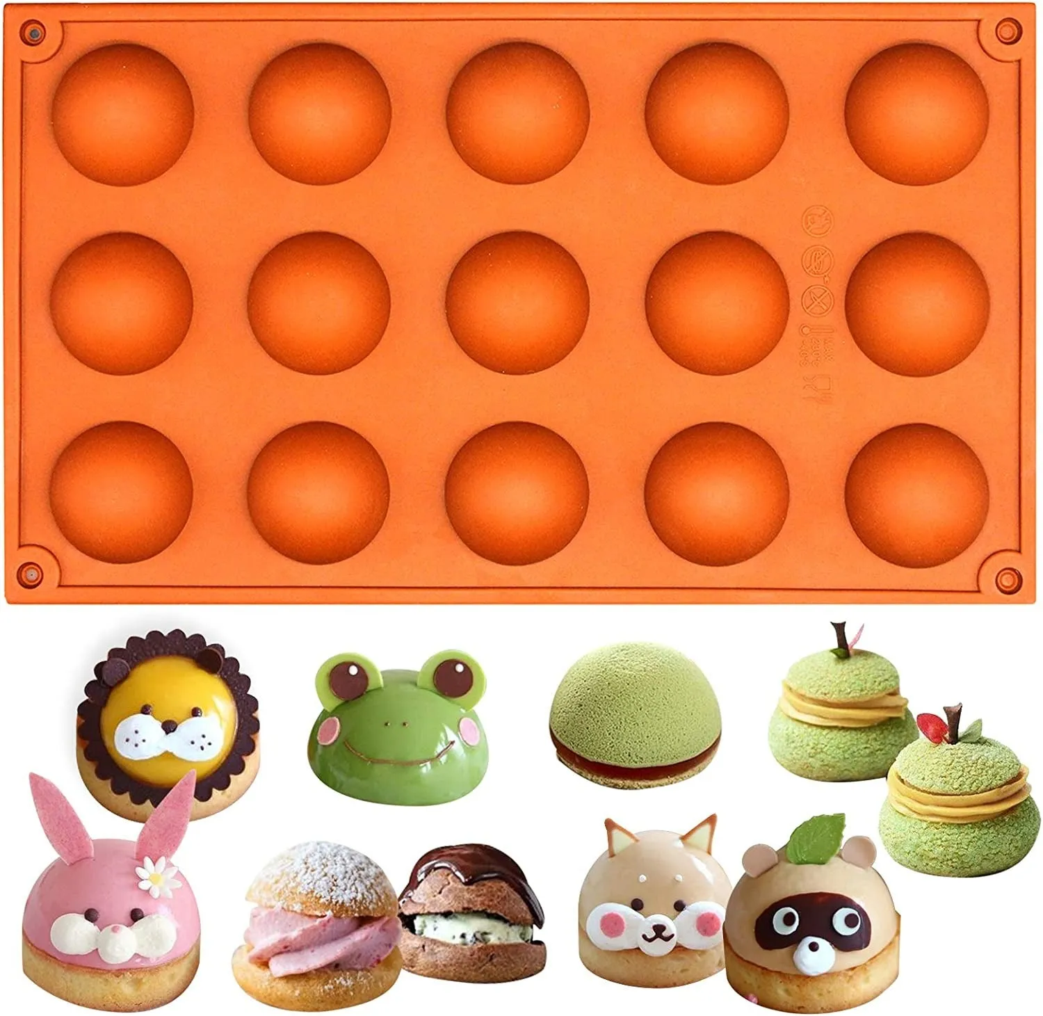 3D 15 Flexible Silicone Dome Moulds Half Sphere for Candy Cake Chocolate Truffle Mini Cake