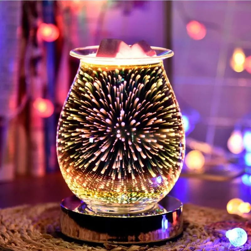 3D Glass Electric Wax  Candle Warmer Wax Burner Melter Night Light Fragrance Warmer for Home Office Bedroom Living Room Gifts