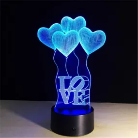 3D Visual Bulb Optical Colorful Led Table Lamp Touch Romantic Night Light Love Heart Wedding Gifts