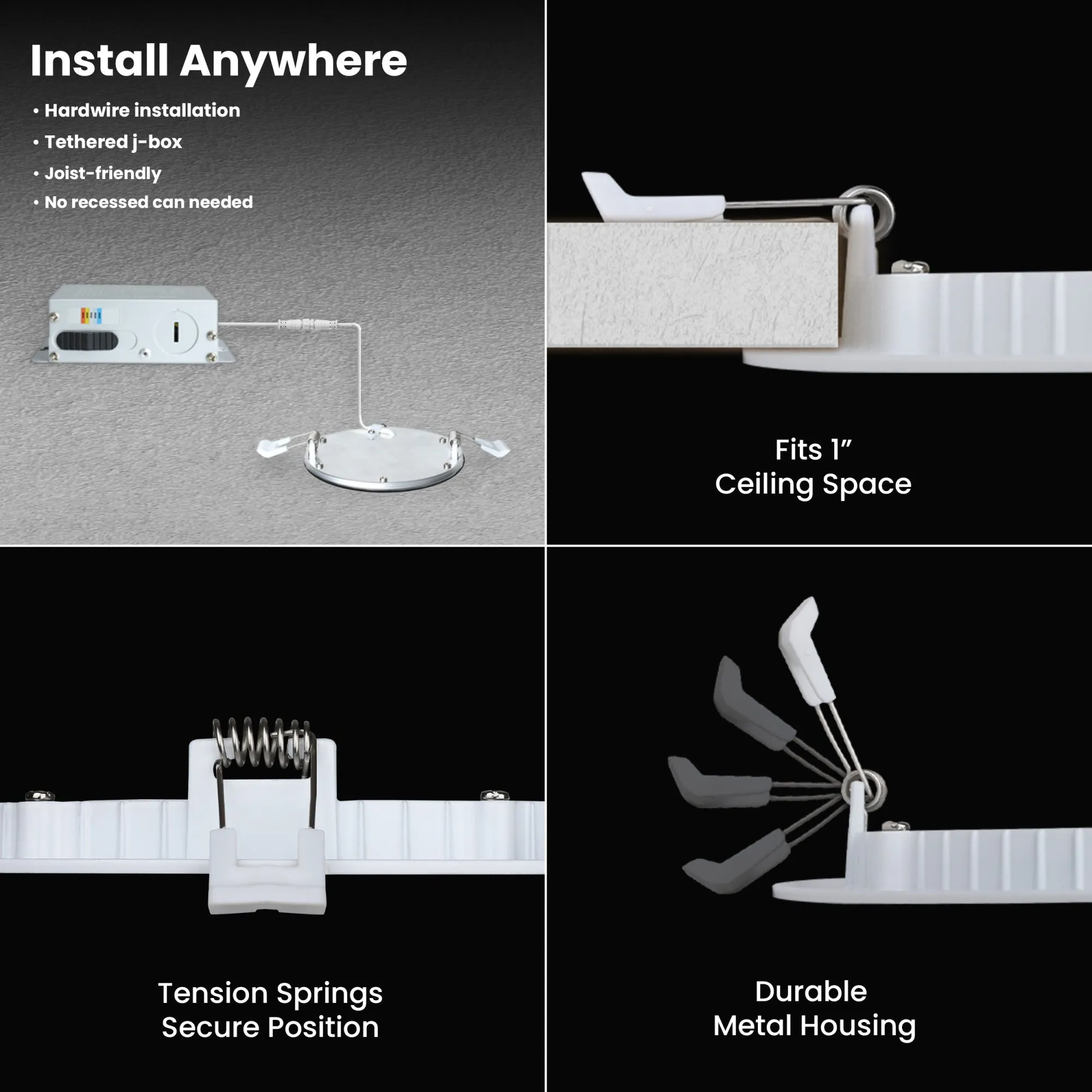 4 in. Tethered J-Box Selectable White (5CCT) LED Downlight With Night Light Mode