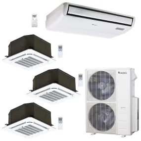 4-Zone Klimaire 21.1 SEER2 Multi Split Ceiling Cassette Floor-ceiing Air Conditioner Heat Pump System 12 12 12 18