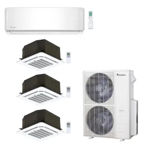 4-Zone Klimaire 21.1 SEER2 Multi Split Ceiling Cassette Wall Mount Air Conditioner Heat Pump System 12 12 12 24