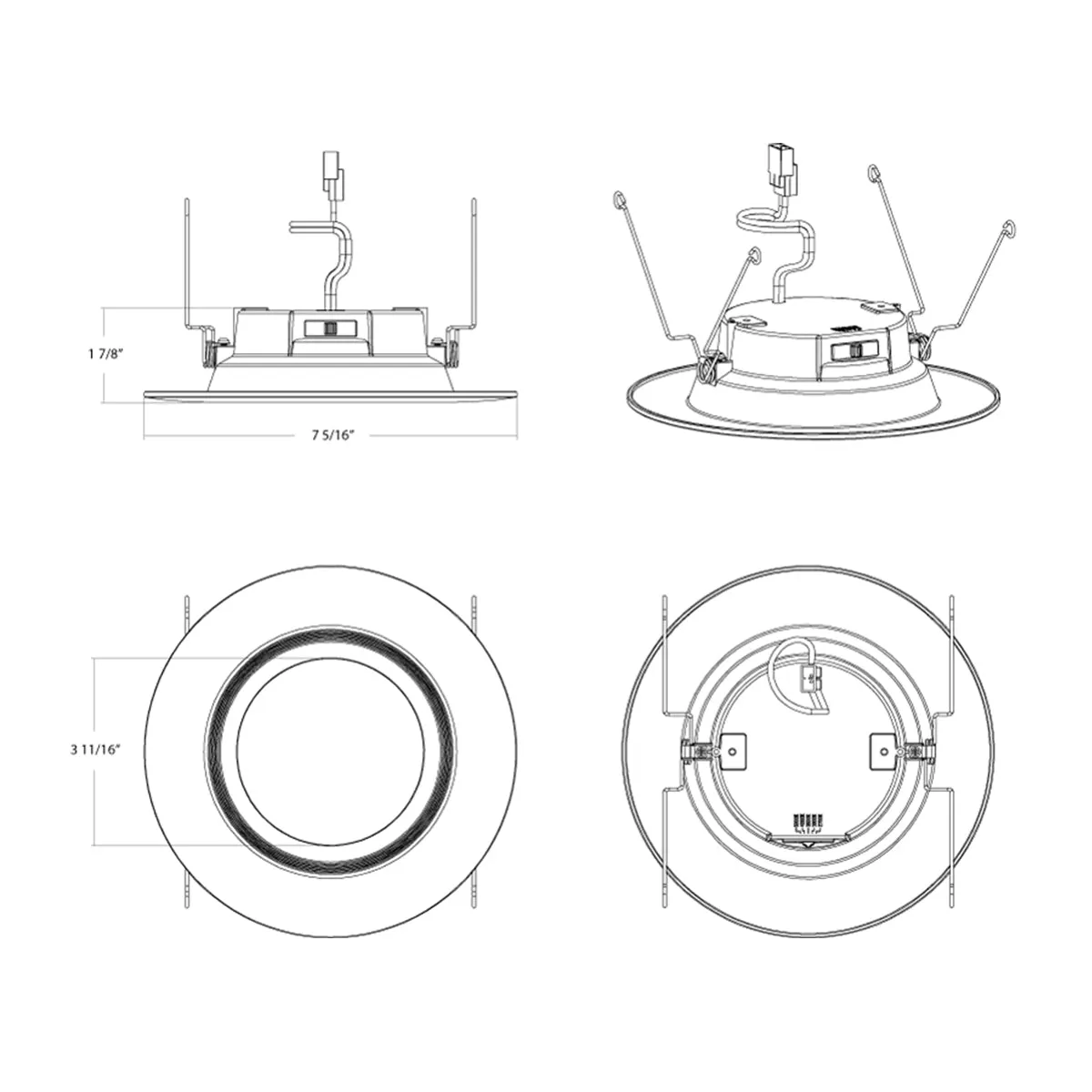 6 inch R34 Retrofit LED Can Light, 10 Watts, 900lm, Selectable 2700K to 5000K, Baffle Trim