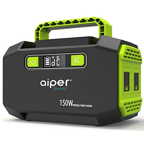 Aiper 150W Portable Power Station 167Wh 45000mAh Solar Generator Lithium Battery Backup Power supply with Dual 110V AC Outlet, 3 DC Ports, 2 USB Outputs for Home Emergency Camping Outdoors