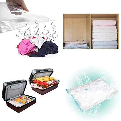 AirBaker Travel Vacuum Storage Bags for Clothes Comforters Blankets Pillows ( 10 x Large ) with Pump Space Saver Bag