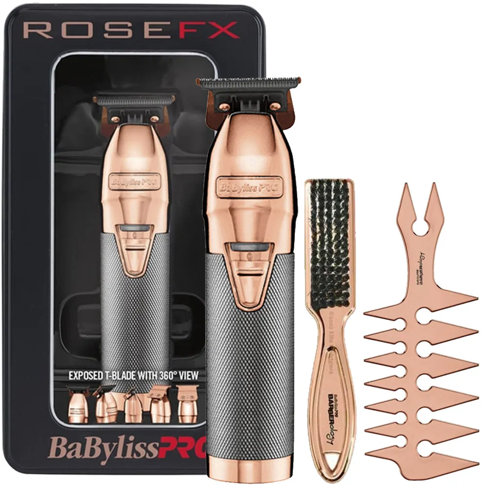 BaByliss PRO FX Skeleton Cordless Trimmer FX787RG ROSE GOLD   Brush & Comb Kit