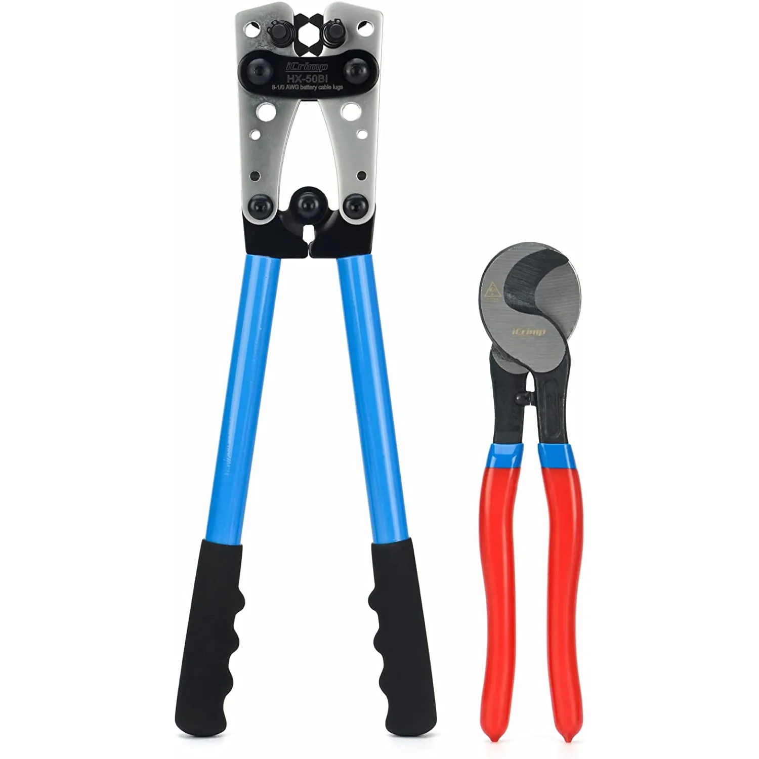 Battery Cable Lug Crimping Tool for 8, 6, 4, 2, 1, 1/0 AWG Heavy Duty Wire Lugs, Battery Cable End with Wire Shear Cutter