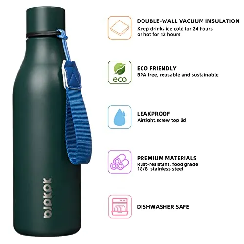 BJPKPK Insulated Water Bottles, 25 oz Stainless Steel Metal Water Bottle with Strap, BPA Free Leak Proof Thermos, Mugs, Flasks, Reusable Water Bottle for Sports & Travel, Lilac Elegance