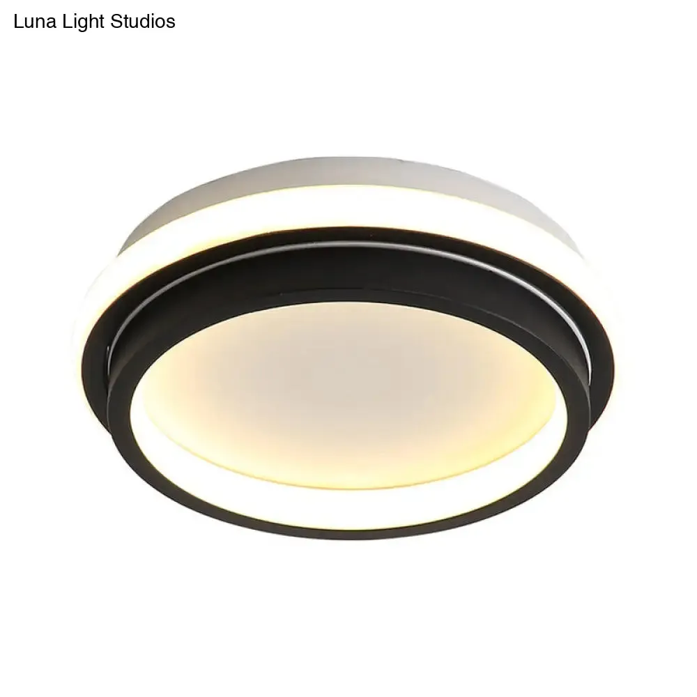 Black and White Minimalist LED Ceiling Lamp with Recessed Diffuser - Small Square/Round Flush Light in Warm/White Light