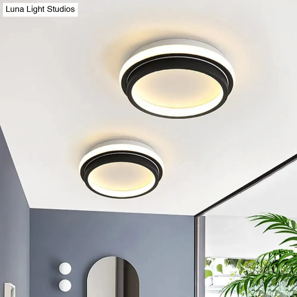 Black and White Minimalist LED Ceiling Lamp with Recessed Diffuser - Small Square/Round Flush Light in Warm/White Light