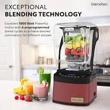 Blendtec 1800W Blender, Made In USA Heavy Duty Mixer with Touch Interface & 11 Speed Slider   Pulse, Sound Enclosure, Preprogrammed Cycles for Smoothie Maker, Ice Crush & More- Black Professional 800