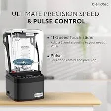 Blendtec 1800W Blender, Made In USA Heavy Duty Mixer with Touch Interface & 11 Speed Slider   Pulse, Sound Enclosure, Preprogrammed Cycles for Smoothie Maker, Ice Crush & More- Black Professional 800