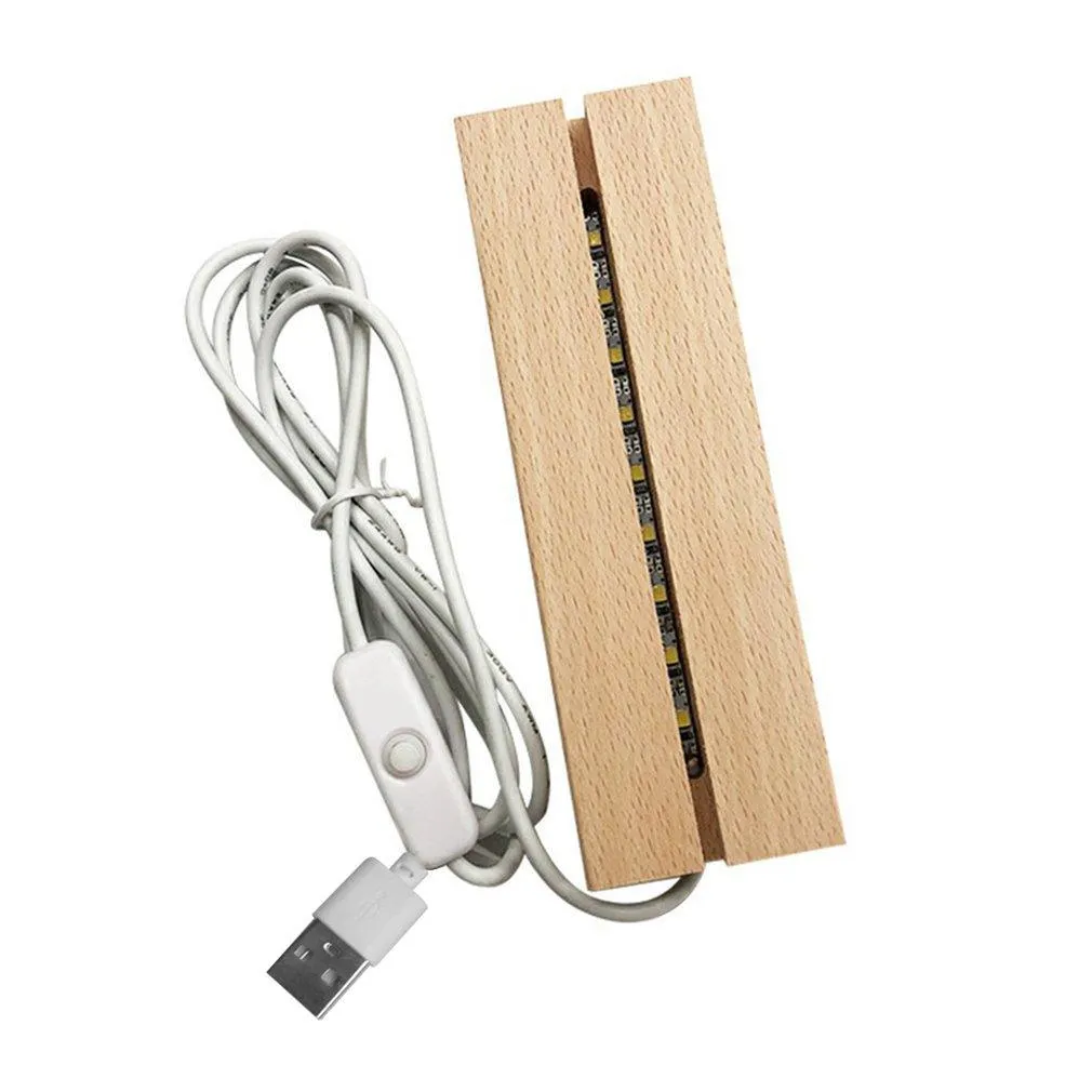 BMS Wooden Led Lamp Base USB Cable Switch Night Light 3D Led Night Lamp Base