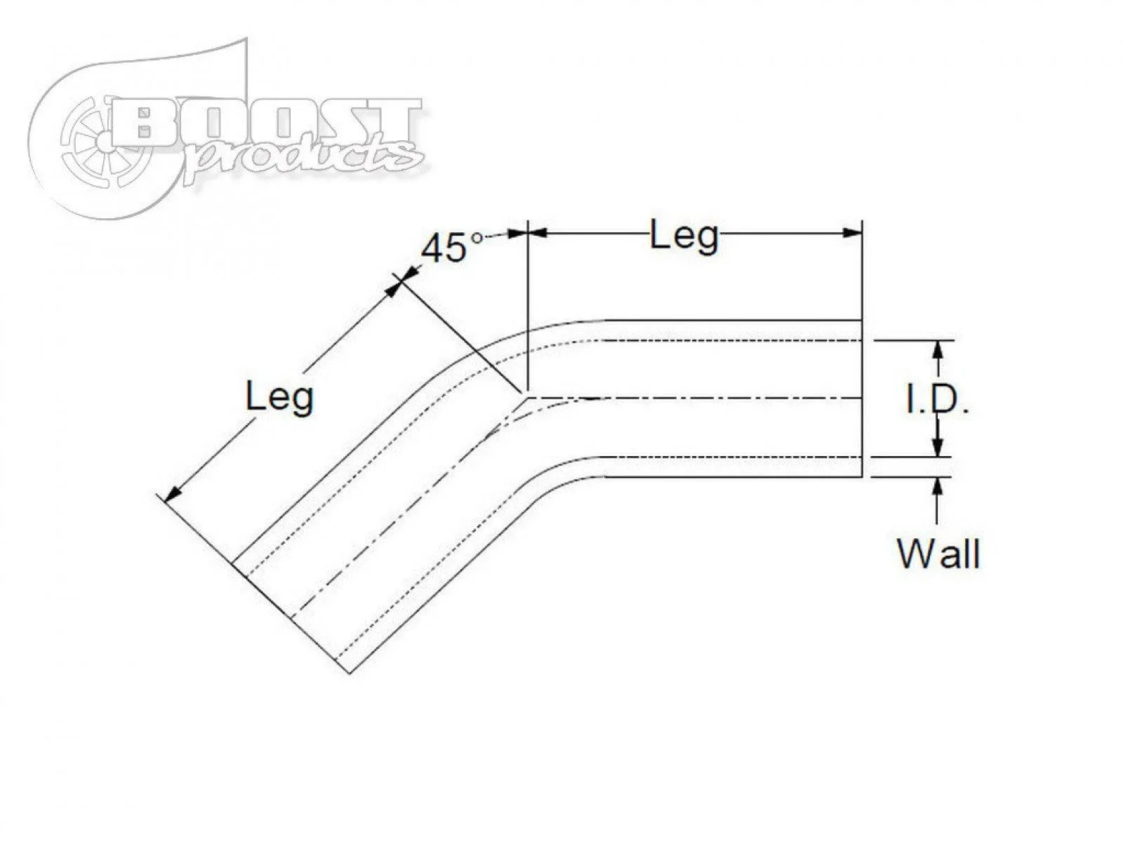 BOOST Products Silicone Elbow 45 Degrees, 45mm (1- 3/4") ID, Black