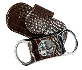 Brizard & Co V Cutter with Pouch - Croco Tobacco