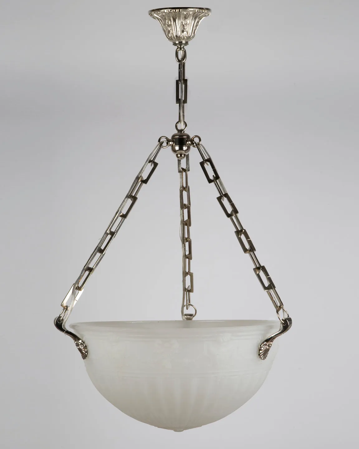 Cast Glass Inverted Dome Chandelier