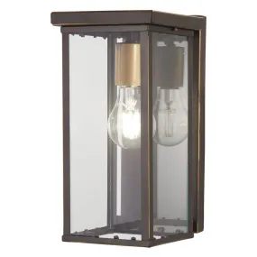 Casway 11 in. Outdoor Wall Lantern Oil Rubbed Bronze & Gold Finish