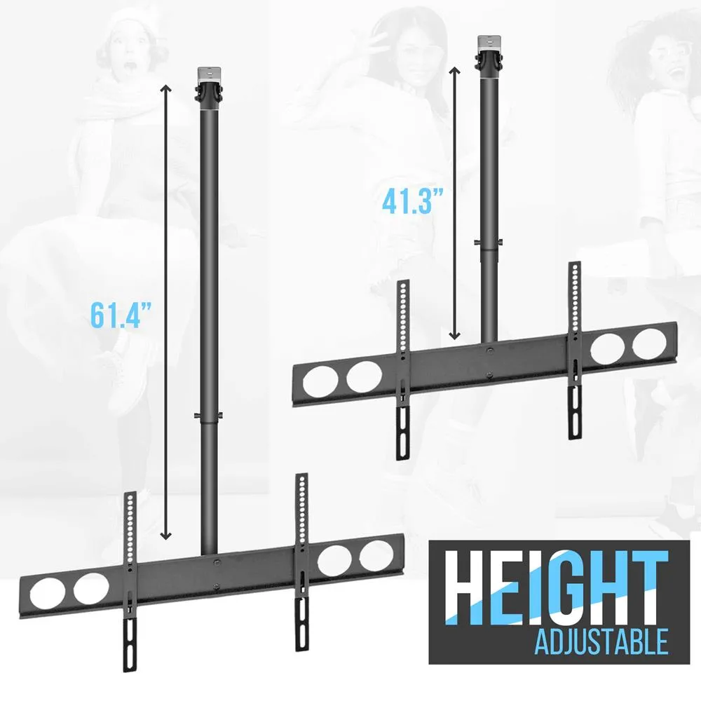 Ceiling Tv Stand - Hanging Tv Mount Bracket With Adjustable Height And Tilt, Fits Virtually All 37.0'' To 70.0'' Tvs (Flat Panel Hdtv, Lcd, Led, Plasma And Smart Tvs)