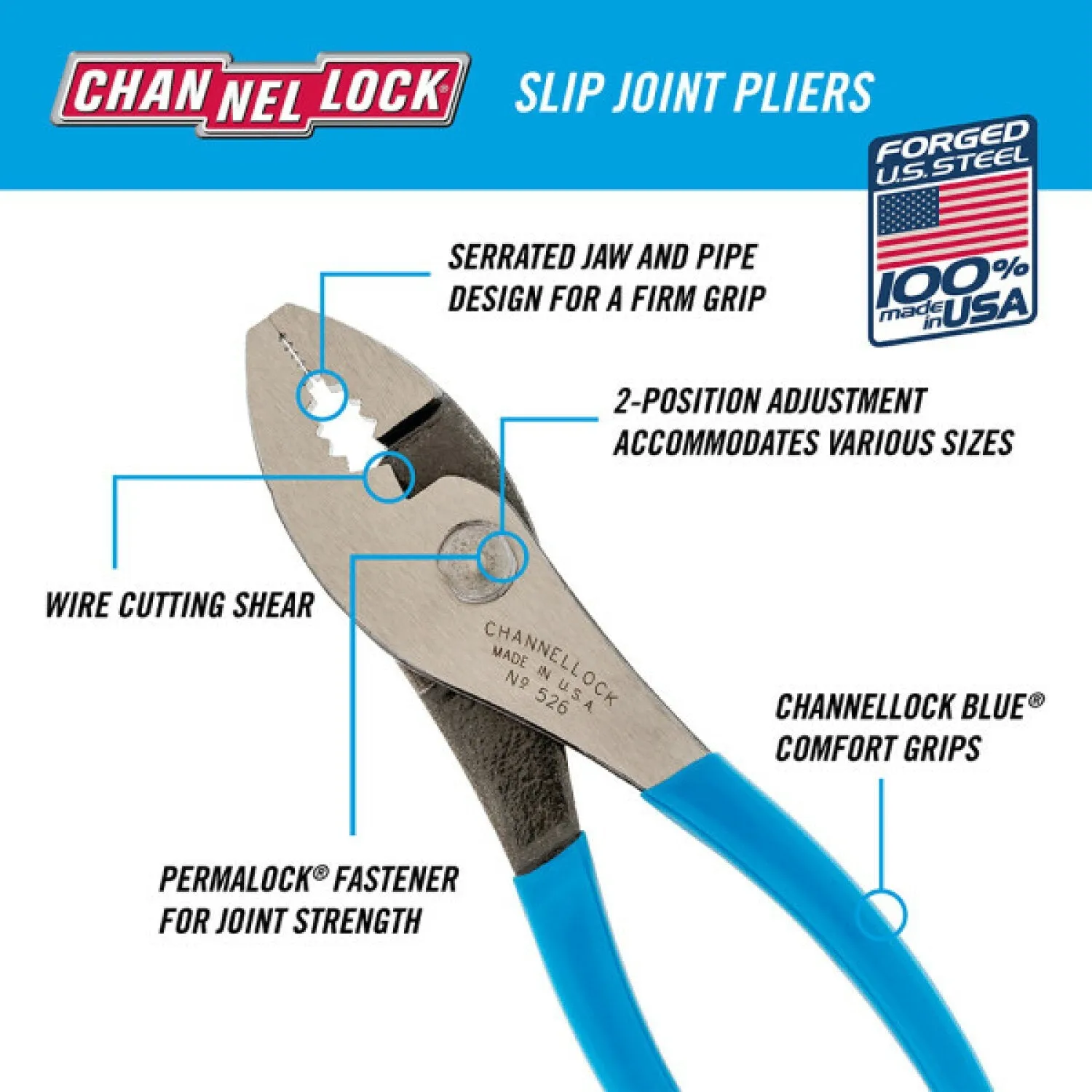 Channellock 526 6.5 Inch Slip Joint Plier