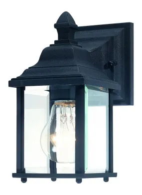 Charleston Outdoor 1-Light Wall Sconce in Black with Beveled Glass