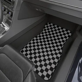 Checkered Floor Mat for Car Mats Set of 4, Polyester Anti Slip Car Mat for Floors Gray Black Checkered