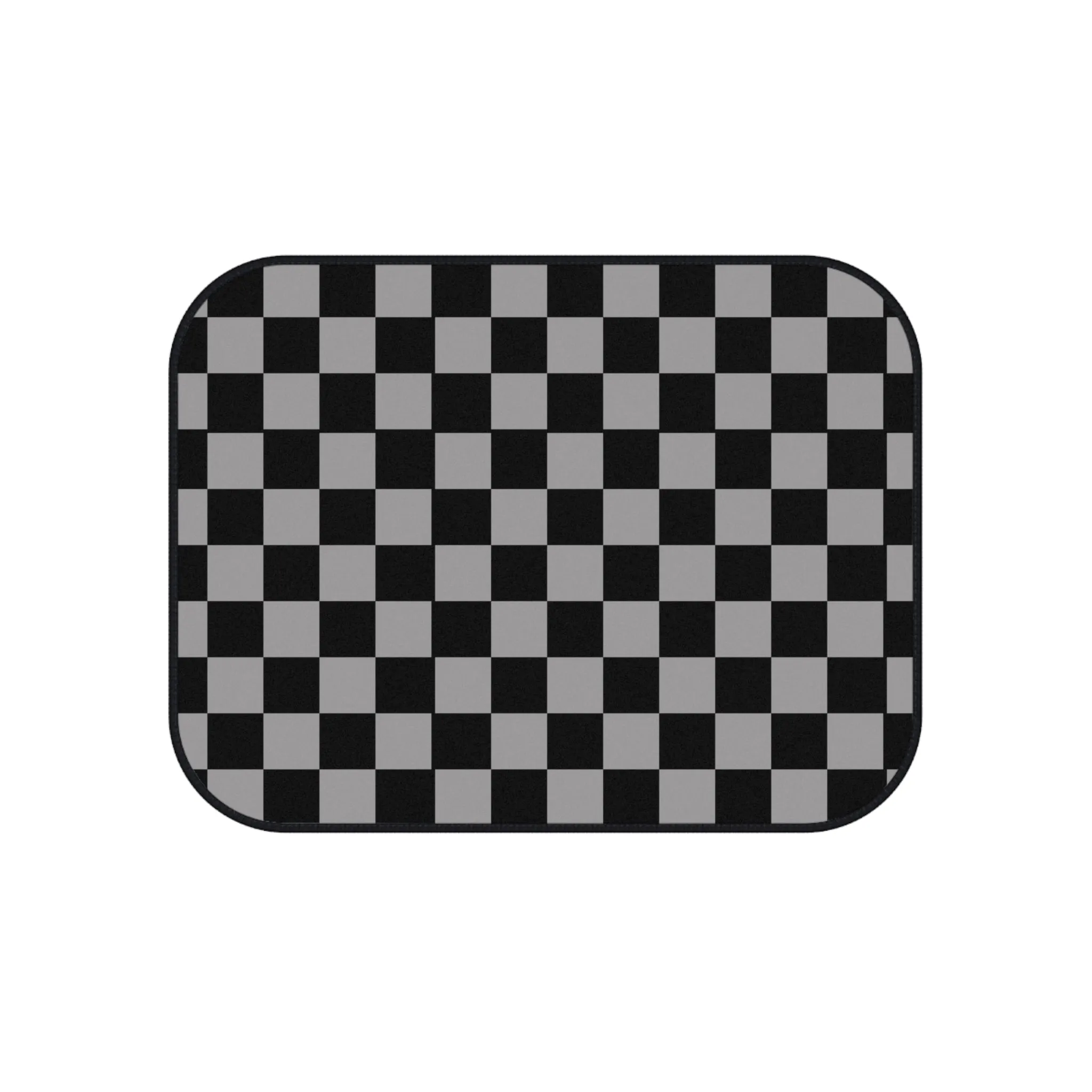 Checkered Floor Mat for Car Mats Set of 4, Polyester Anti Slip Car Mat for Floors Gray Black Checkered