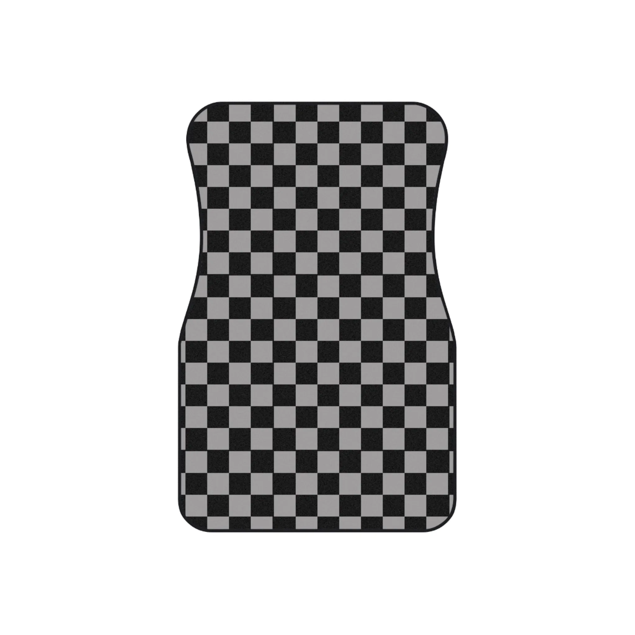 Checkered Floor Mat for Car Mats Set of 4, Polyester Anti Slip Car Mat for Floors Gray Black Checkered