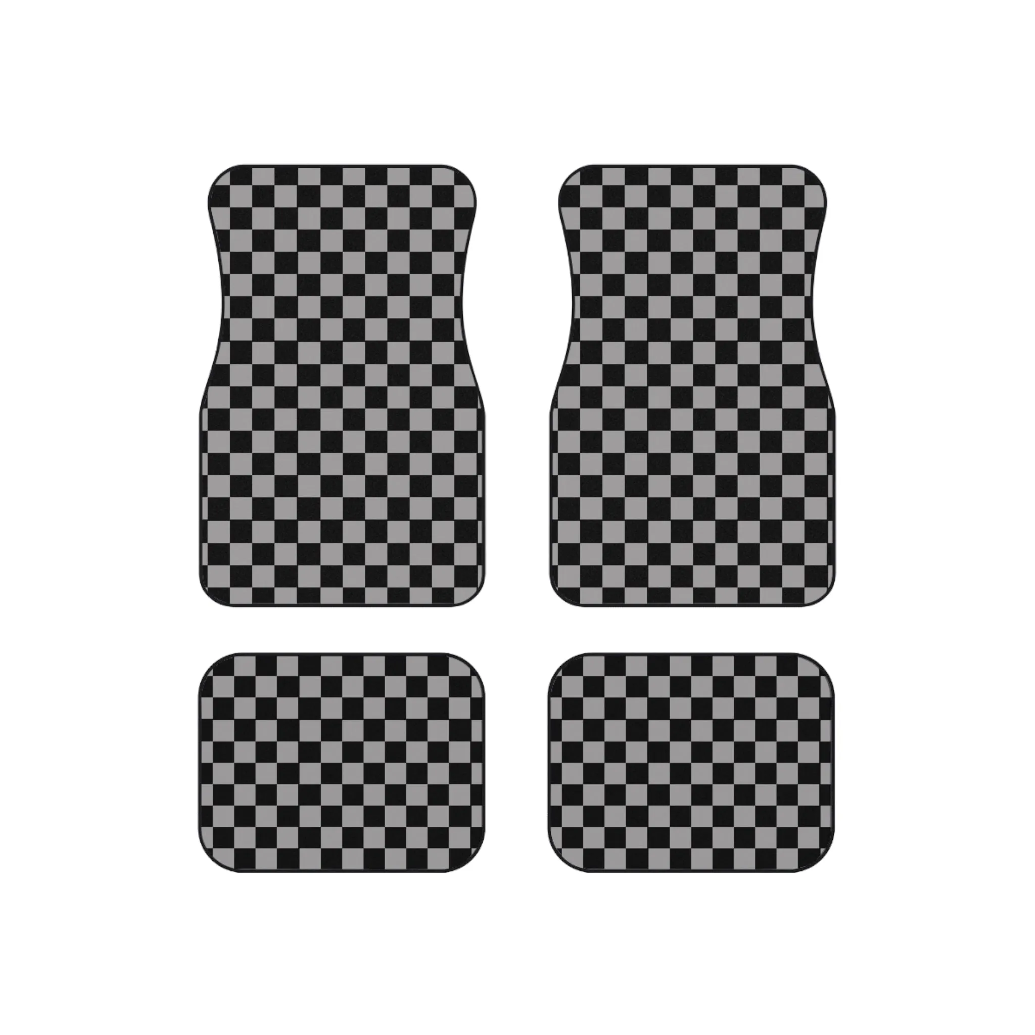 Checkered Floor Mat for Car Mats Set of 4, Polyester Anti Slip Car Mat for Floors Gray Black Checkered