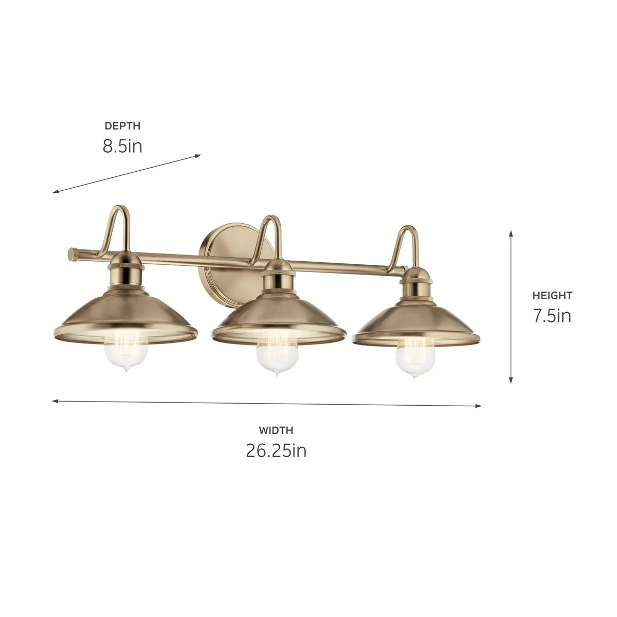 Clyde 26 in. 3 Lights Vanity Light Bronze finish