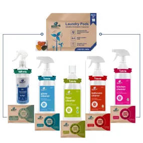 Complete cleaning trial kit (Laundry pods, Floor, Glass, Kitchen, Bathroom, Air freshener) Your one stop solution!