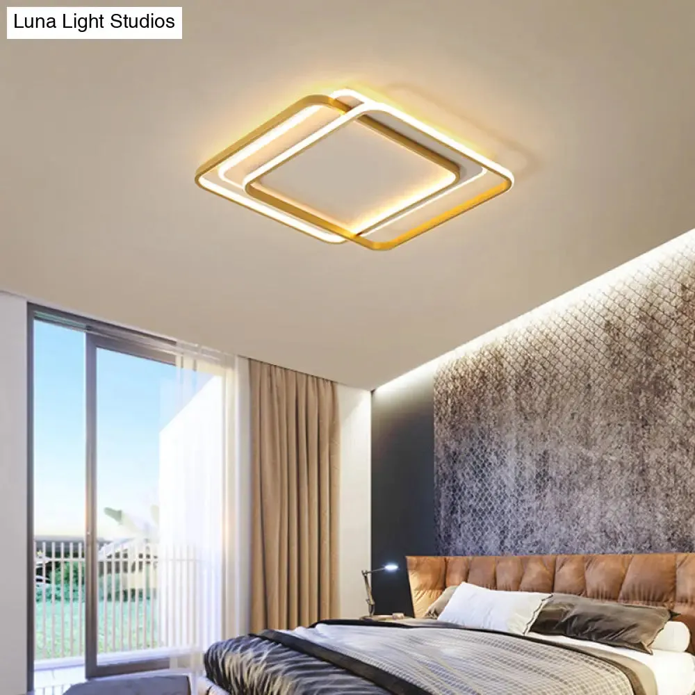 Contemporary Gold LED Ceiling Light for Living Room - Ultra-Thin & Acrylic Flush Mount