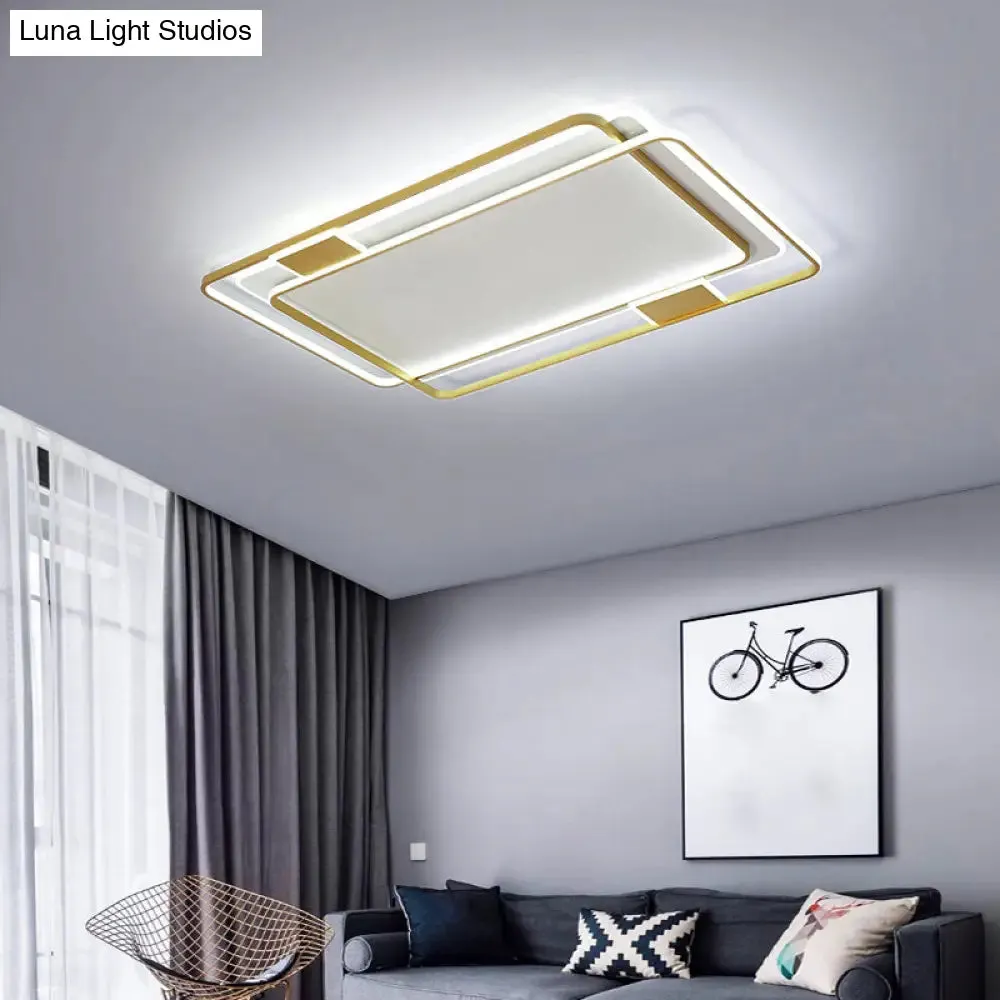 Contemporary Gold LED Ceiling Light for Living Room - Ultra-Thin & Acrylic Flush Mount