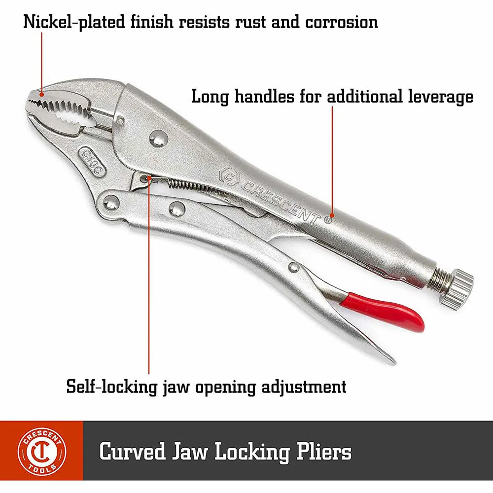 Crescent C10CVN-08 10" Curved Jaw Locking Pliers with Wire Cutter