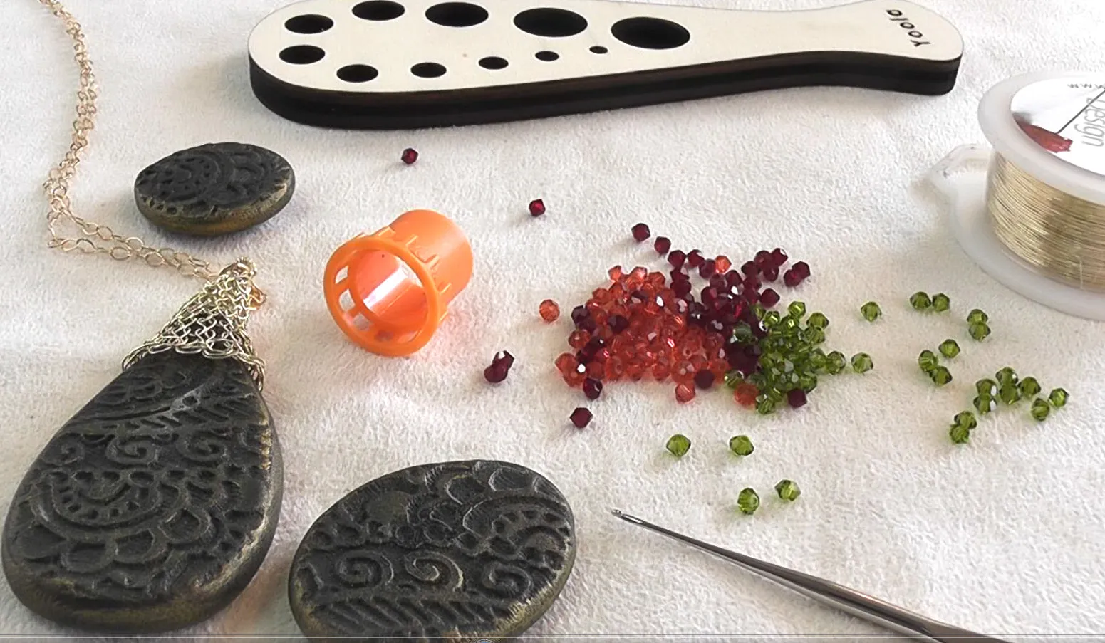 Crocheted drop pendant for a Polymer Clay bead - from PCA 2017