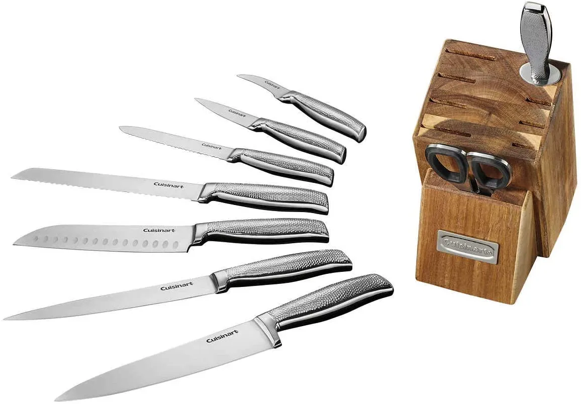 Cuisinart Classic 10 Pieces Stainless Steel Hammered Knife Block Set