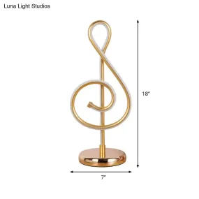 Curved LED Night Table Lamp - Gold Minimalist Task Lighting with Warm/White Ambient Light