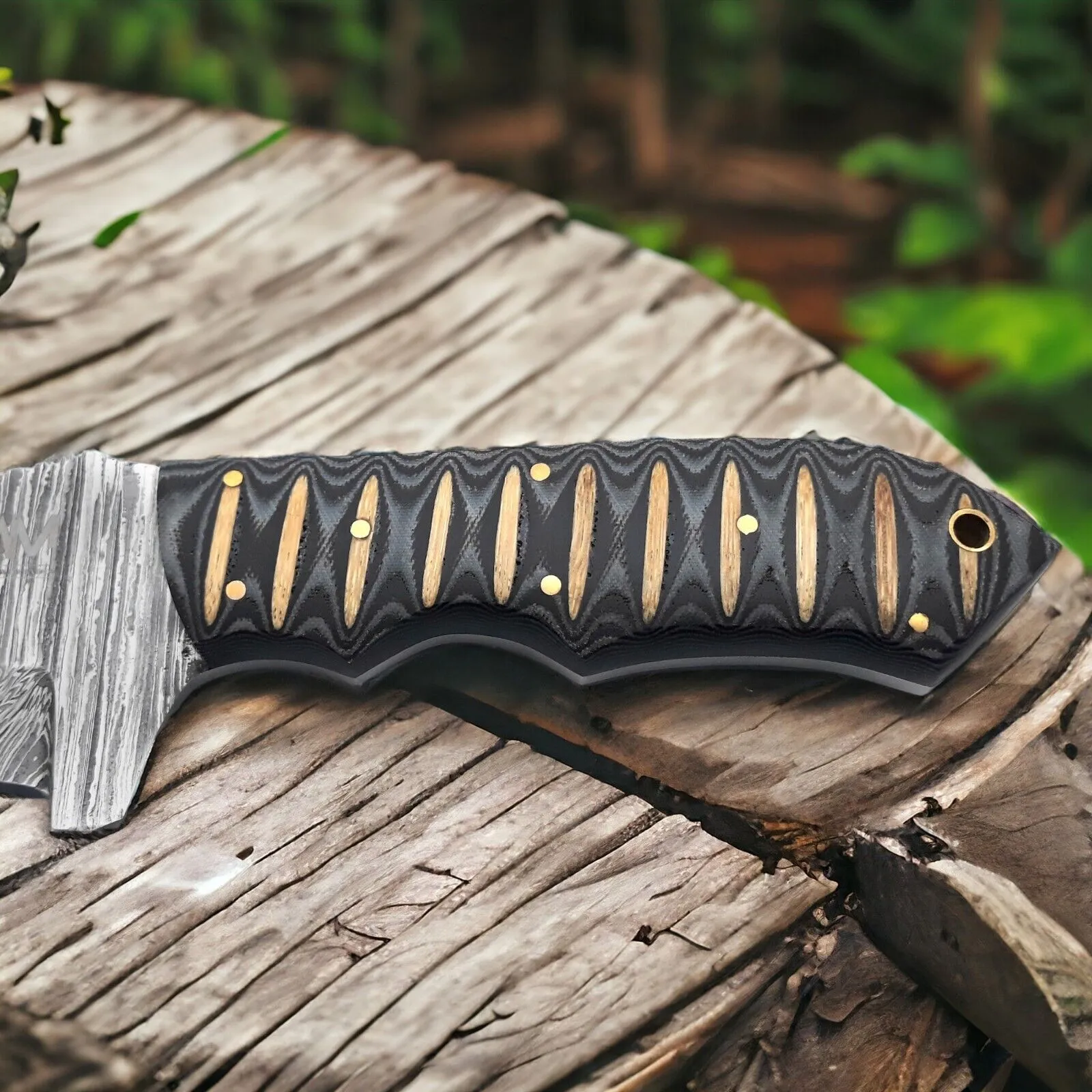 Custom Handmade Damascus Steel Tom Brown Tracker Knife – 10" Full Tang Forged Damascus Hunting Knife with Leather Sheath