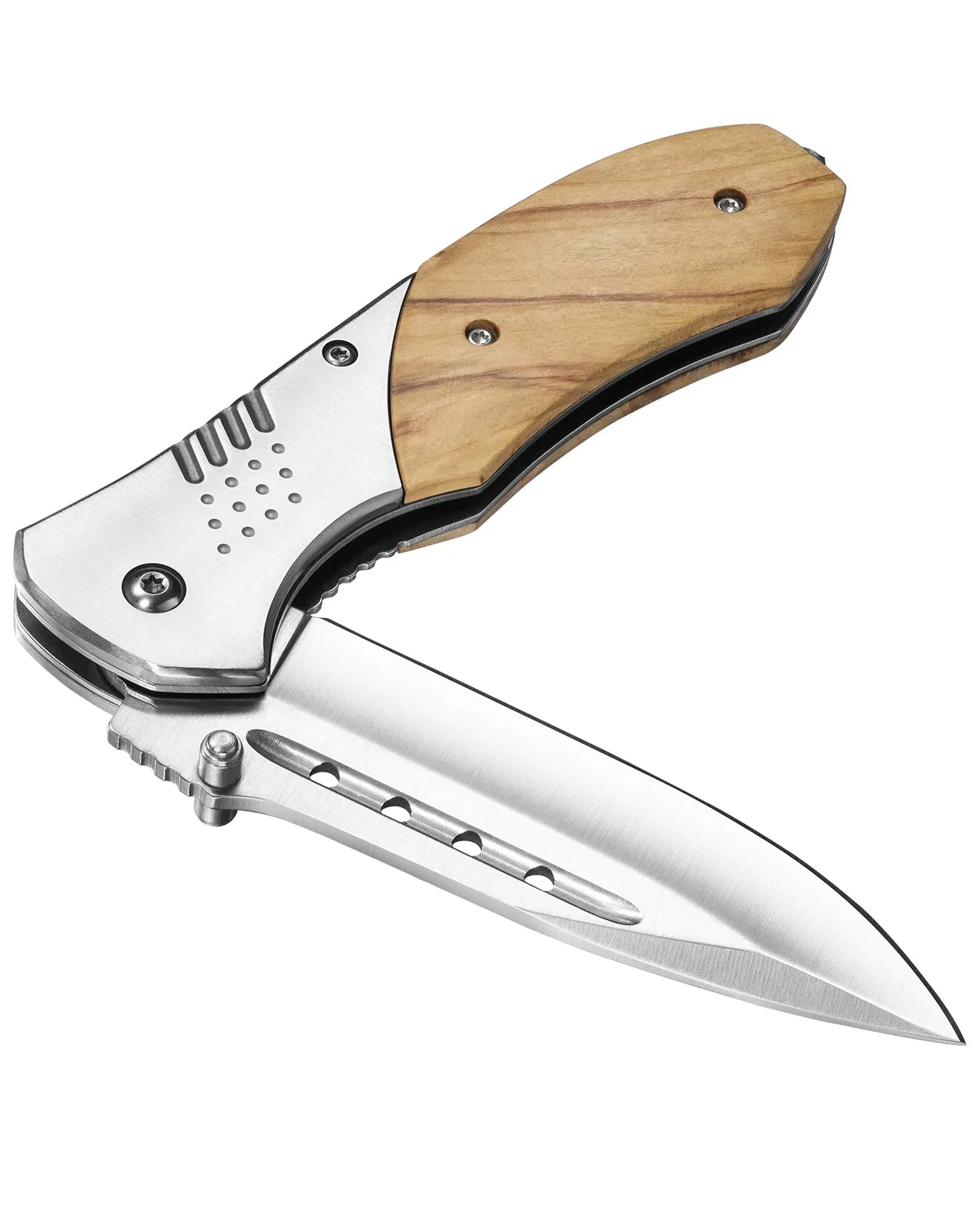 CVLIFE Pocket Knife - 3.46" Ultra Sharp Blade Wood Handle